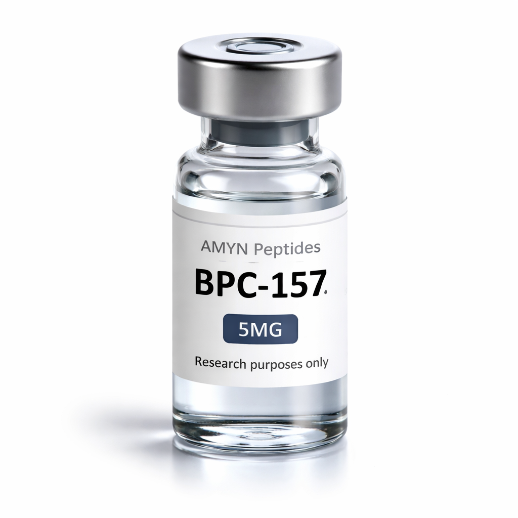 BPC-157 5mg peptide by AMYN in research vial format lab tested high purity peptide for laboratory use