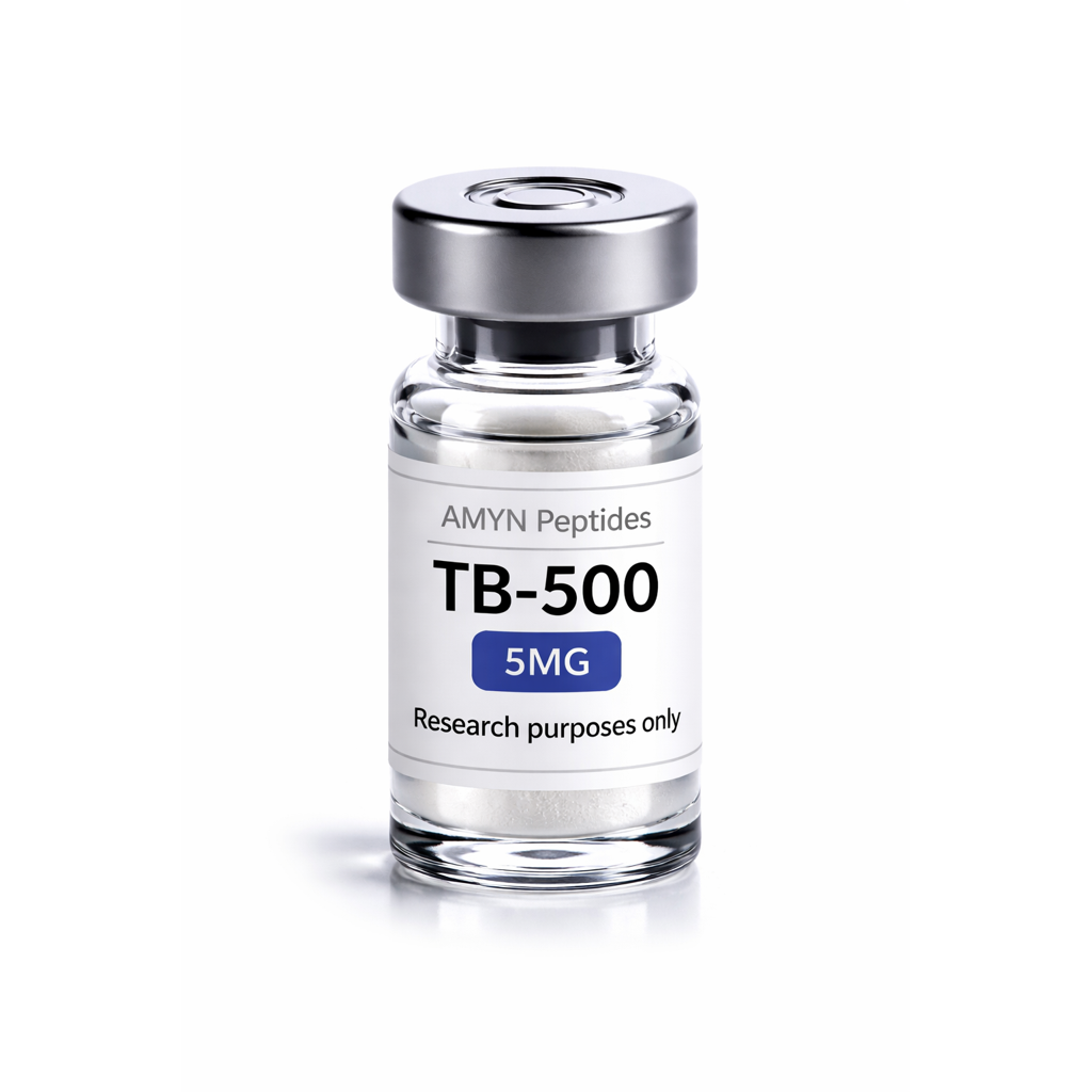 TB-500 5mg peptide by AMYN in research vial format lab tested high purity peptide for laboratory use